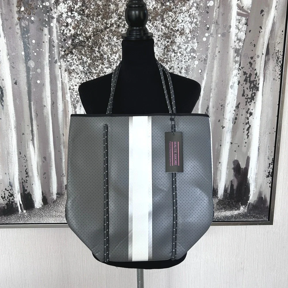 Haute Shore Greyson Femme Large Grey White Silver Tote NWT